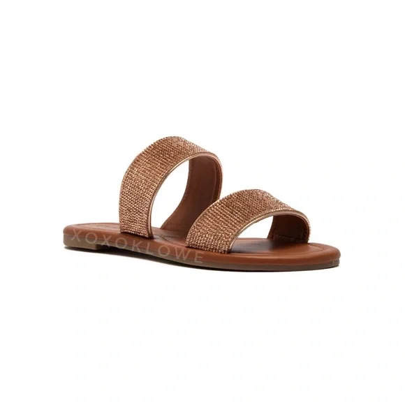 Rose Gold Bling Bling Rhinestone Sandal Slide - Picture 4 of 8